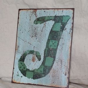 Initial J metal wall hanging